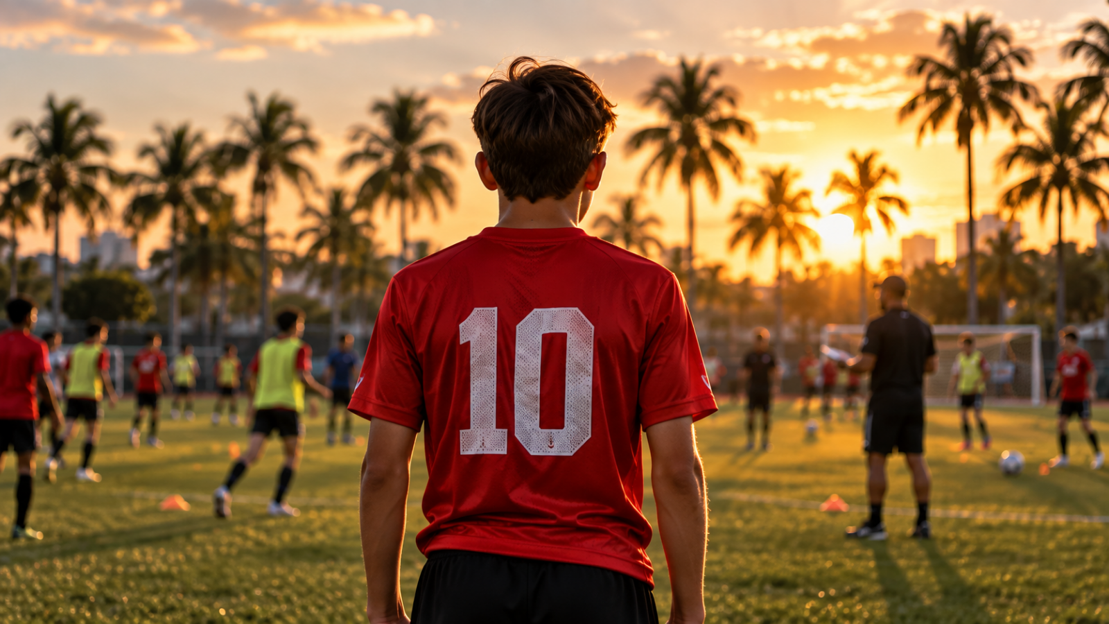 Young soccer player attending open tryouts with Atlético Fortaleza in Miami